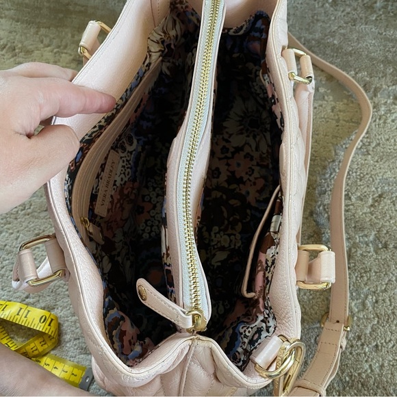 Vera Bradley Large Quilted Purse Emma Handbag Pale Pink Leather Shoulder Bag - Picture 8 of 14